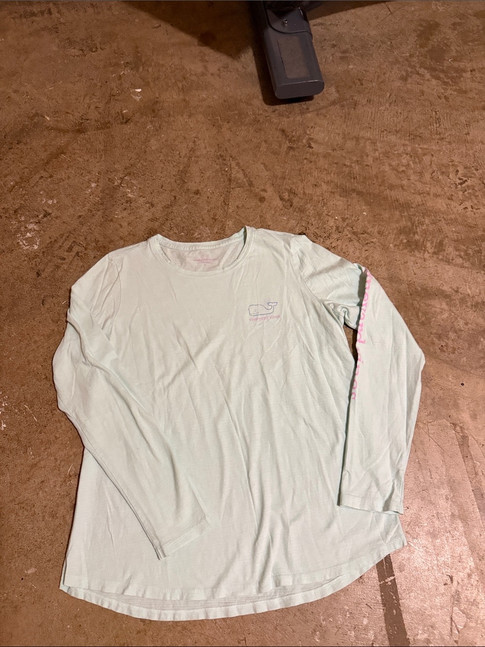 Vineyard Vines Long-Sleeve Tee in Mint with Pink Accent